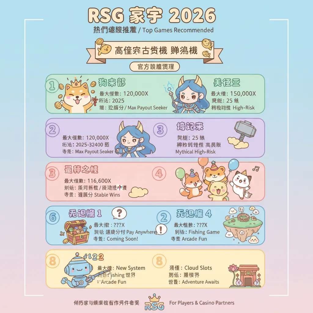 2026 年 RSG 皇家熱門遊戲推薦：倍率最高、玩法最狂的 8 款必玩機臺
